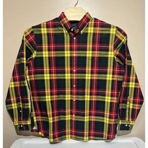 Lands' End Mens Shirt Large Multi Color Plaid Button‎ Down Traditional Fit